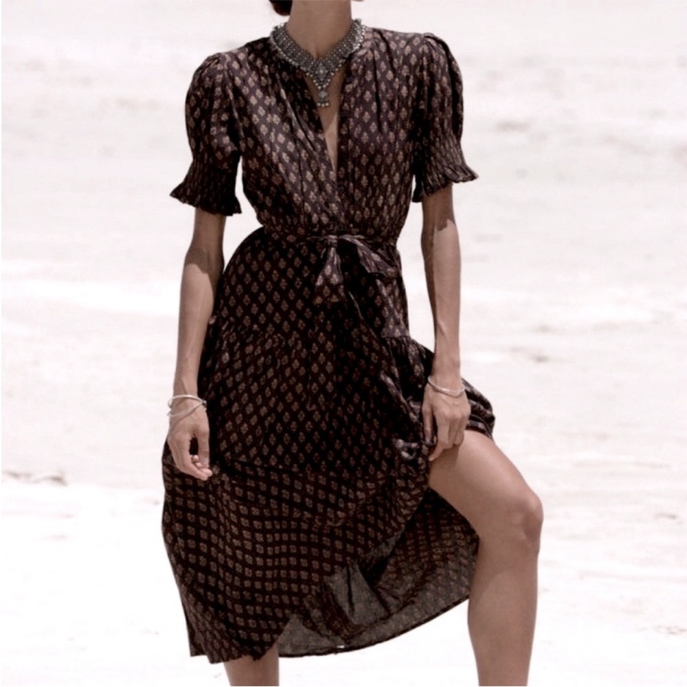 Daughters of India The Prarie Dress in Coffee Sz M